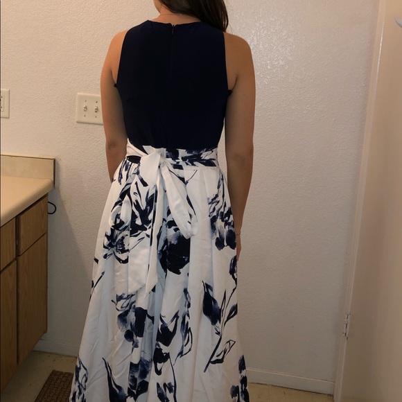 ralph lauren navy blue and white gown - Picture 2 of 3